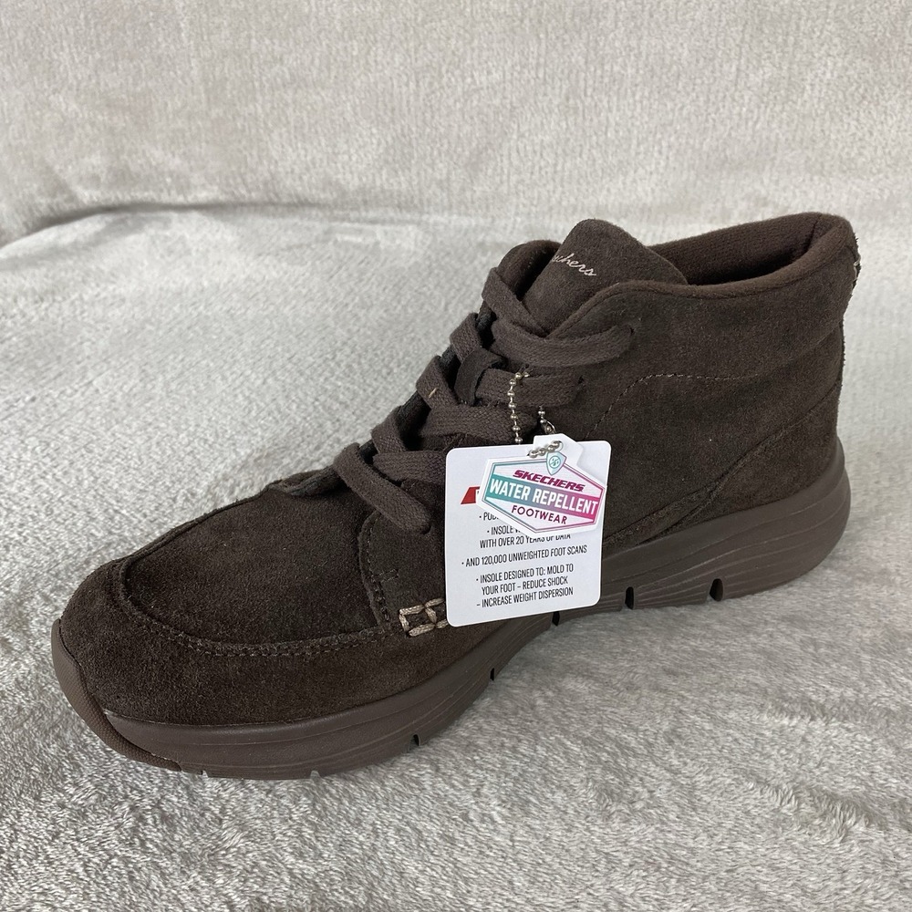 Skechers Arch Fit Gotta Chill Boots Womens Size 10 Brown Suede Comfort NEW - Picture 7 of 13